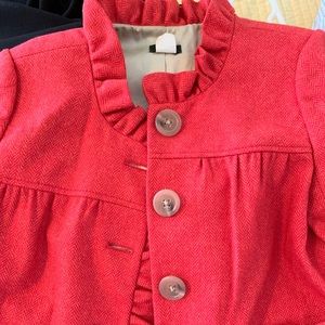 Jcrew red herringbone cropped wool jacket, size 4